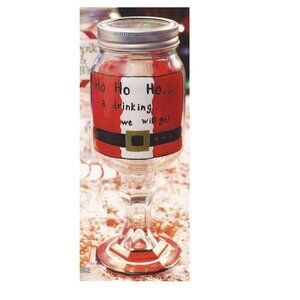 Red Neck Christmas Holiday "Ho Ho Ho" Purdy Pint Redneck Ball Jar Wine Glass